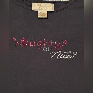 EUC “Naughty or Nice” Christmas Holiday Long Sleeve Tee